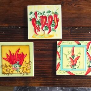 Colorful Chili Pepper Ceramic Tiles